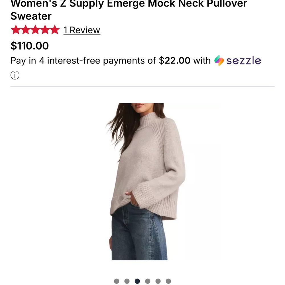 Z Supply Cream Ribbed Mock Neck Sweater - Picture 2 of 5